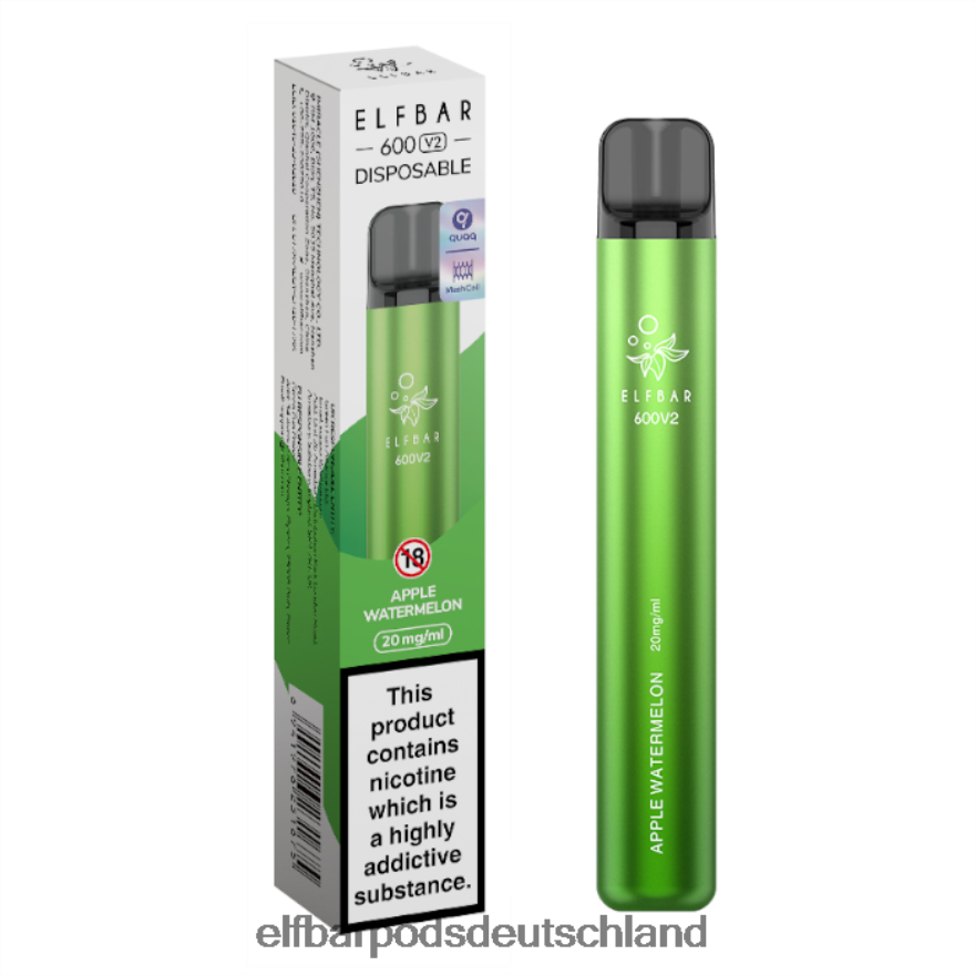 Elf Bar DE - ELFBAR 600v2 Einweg-Vaporizer – 20 mg 4Z0XHD21 Apfel-Wassermelone