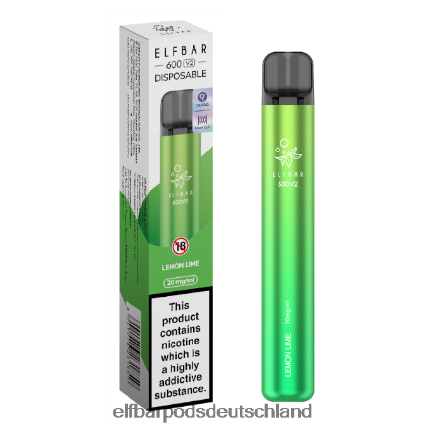 Elf Bar Ohne Nikotin 1500 - ELFBAR 600v2 Einweg-Vaporizer – 20 mg 4Z0XHD15 Zitronenlimette