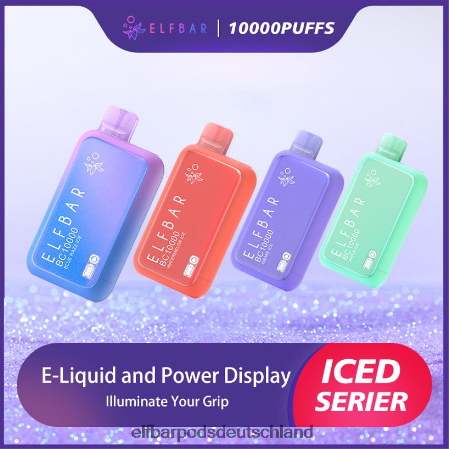 Elf Bar Ohne Nikotin 1503 - ELFBAR Bester Geschmack Einweg-Vape BC10000 Ice-Serie 4Z0XHD303 blaues Razz-Eis