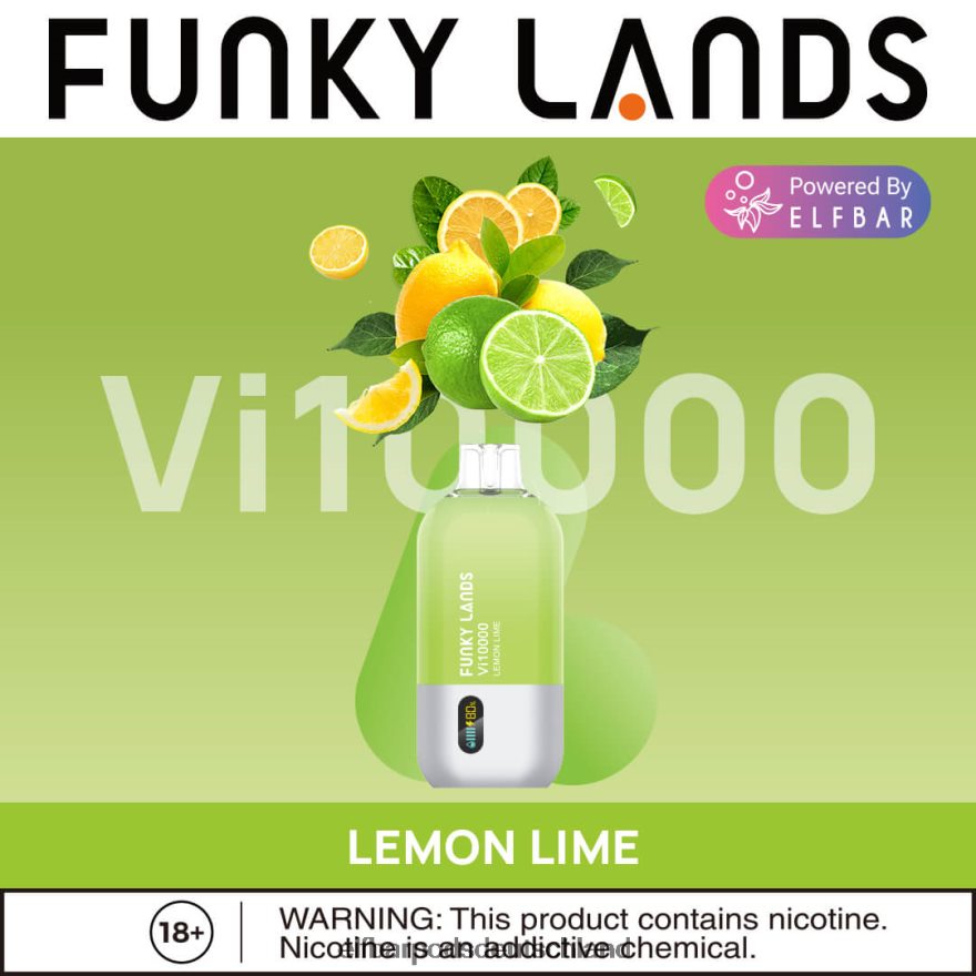 Elf Bar Ohne Nikotin Pods - ELFBAR Funky Lands Einweg-Vape VI10000 Züge 4Z0XHD466 Zitronenlimette