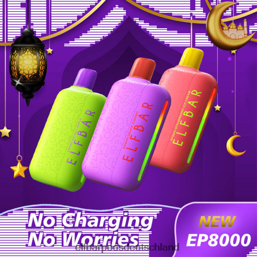 Elf Bar Pods Blueberry - ELFBAR Einweg-Vapor neue ep8000 Puffs 4Z0XHD359 Traubenkirsche