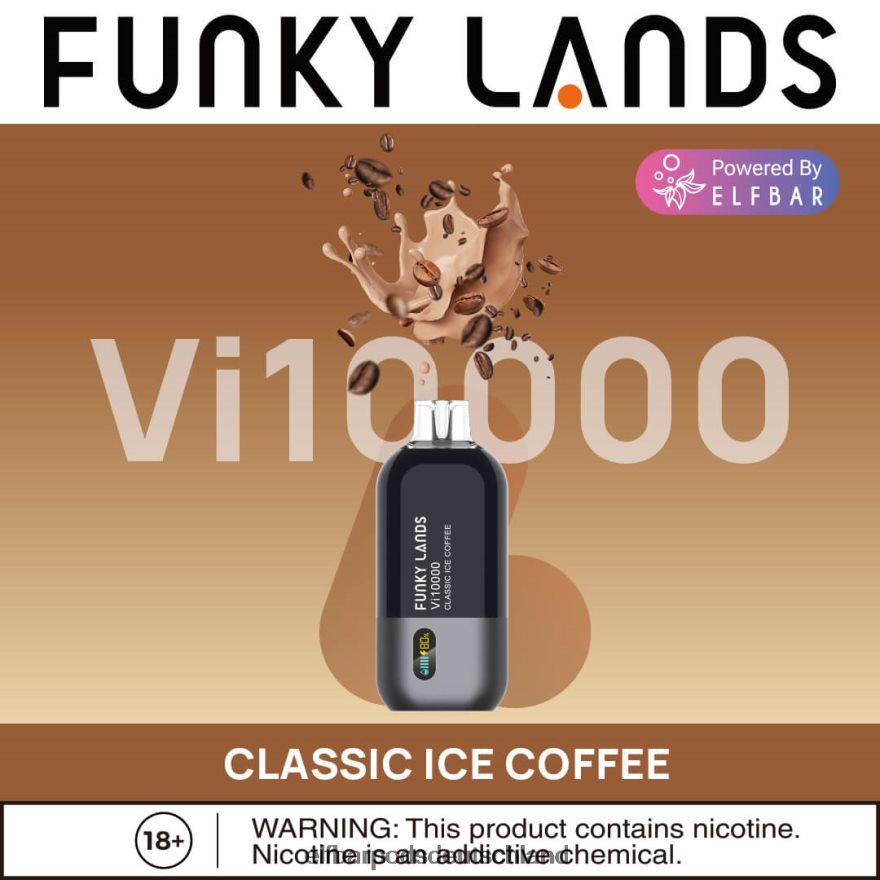 Elf Bar Pods - ELFBAR Funky Lands Best Flavour Einweg-Vape VI10000 Iced-Serie 4Z0XHD457 klassischer Eiskaffee