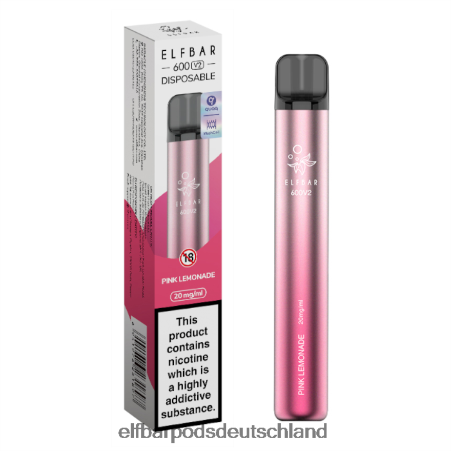 Elf Bar Pods Geschmäcker - ELFBAR 600v2 Einweg-Vaporizer – 20 mg 4Z0XHD7 pinke Limonade