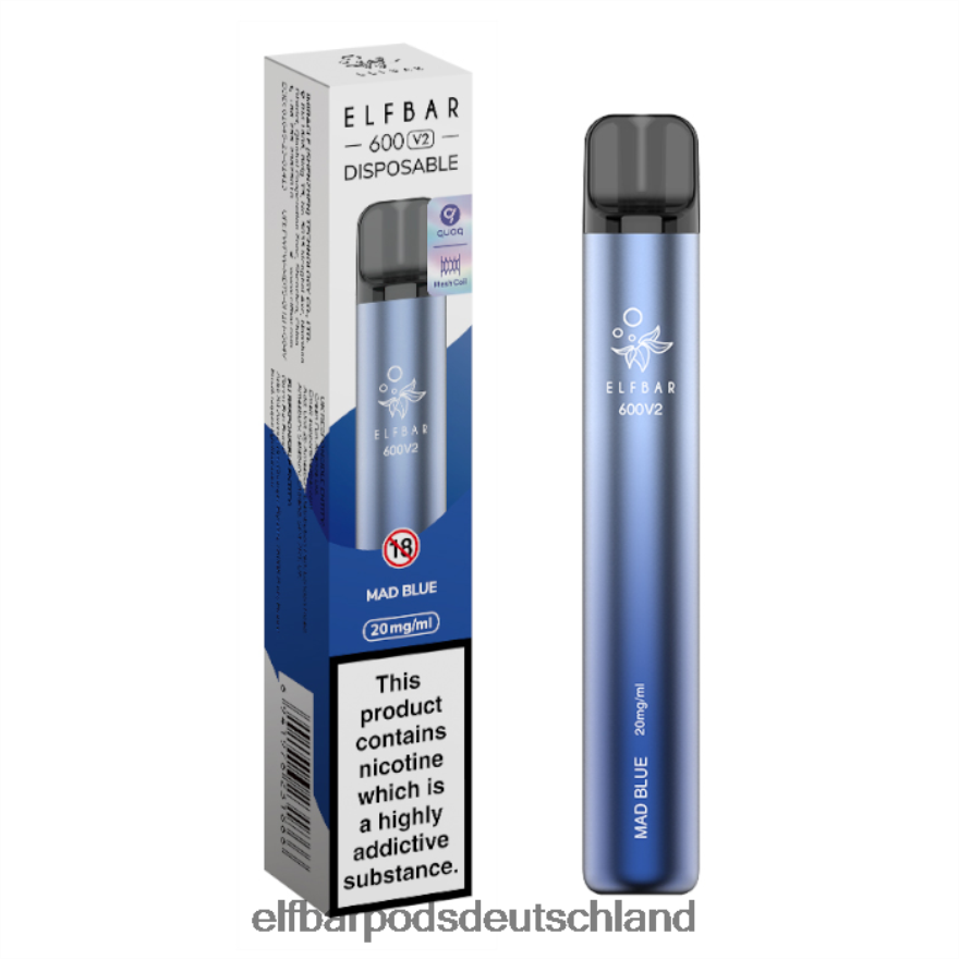 Elfbar Pods Günstig Kaufen - ELFBAR 600v2 Einweg-Vaporizer – 20 mg 4Z0XHD20 verrücktes Blau