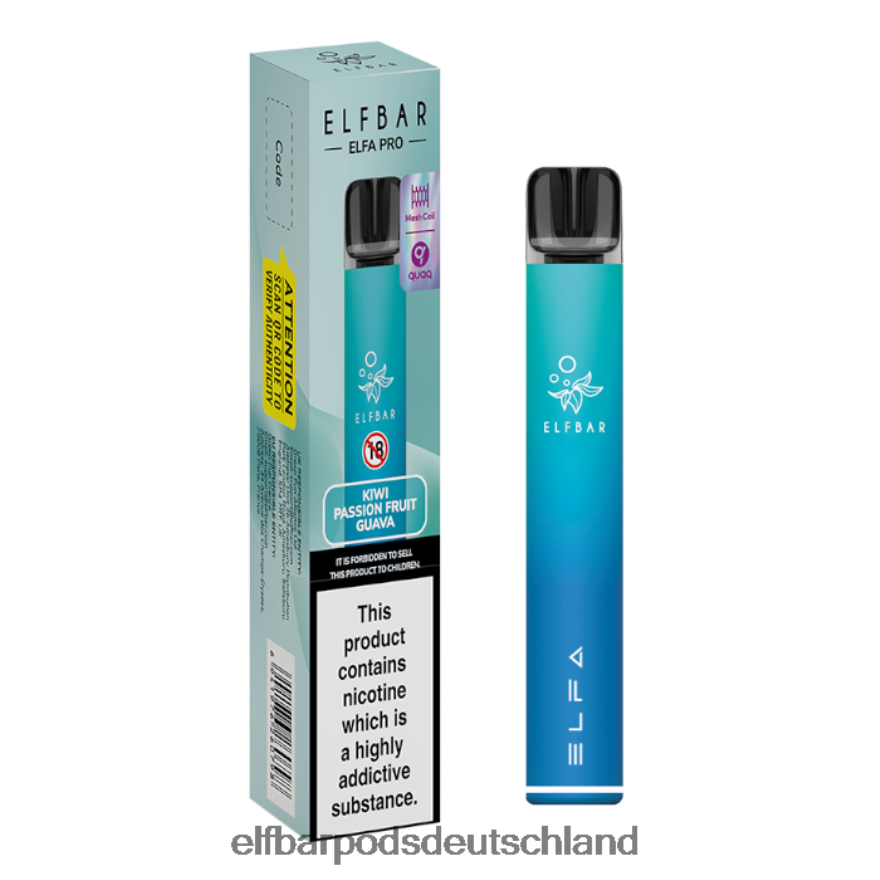 Elf Bar Deutschland - ELFBAR Elfa Pro Pod Kit – wiederaufladbar 4Z0XHD66 Aurora Blue + Kiwi-Passionsfrucht vorgefüllte Schote