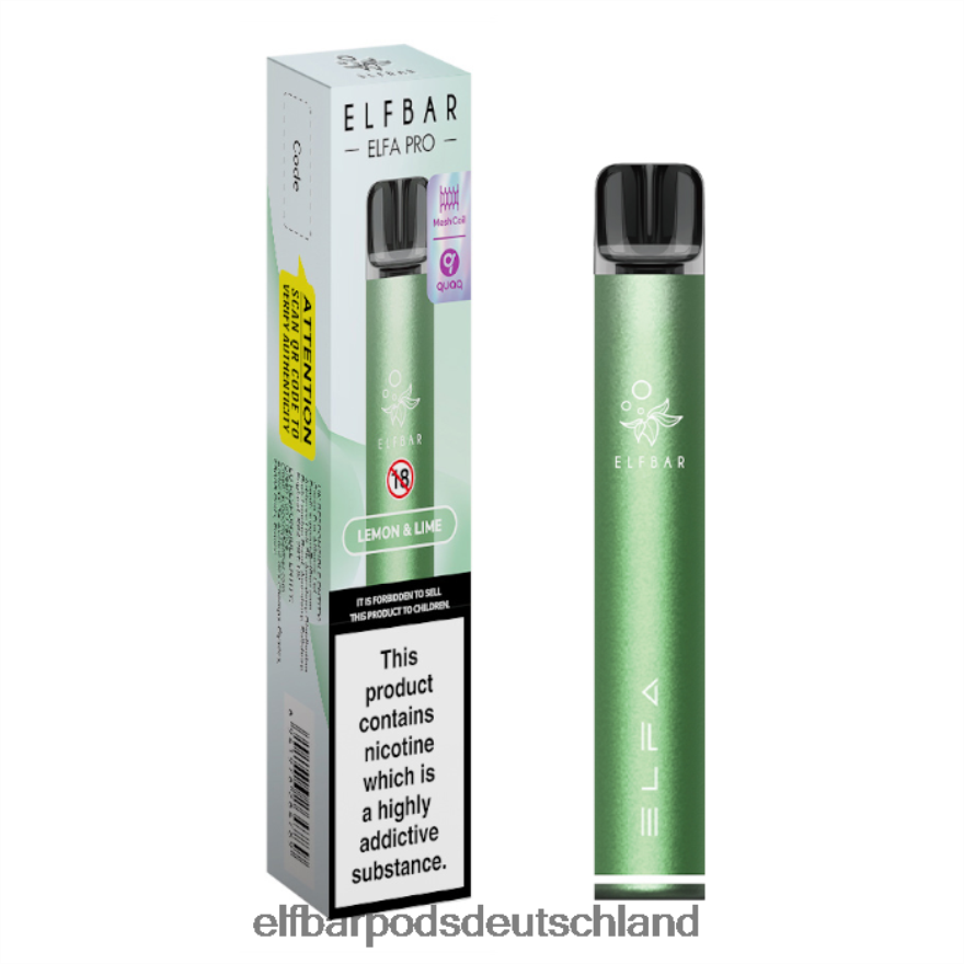 Elf Bar Ohne Nikotin Menthol - ELFBAR Elfa Pro Pod Kit – wiederaufladbar 4Z0XHD76 Twilight Green + Zitrone und Limette vorgefüllte Schote