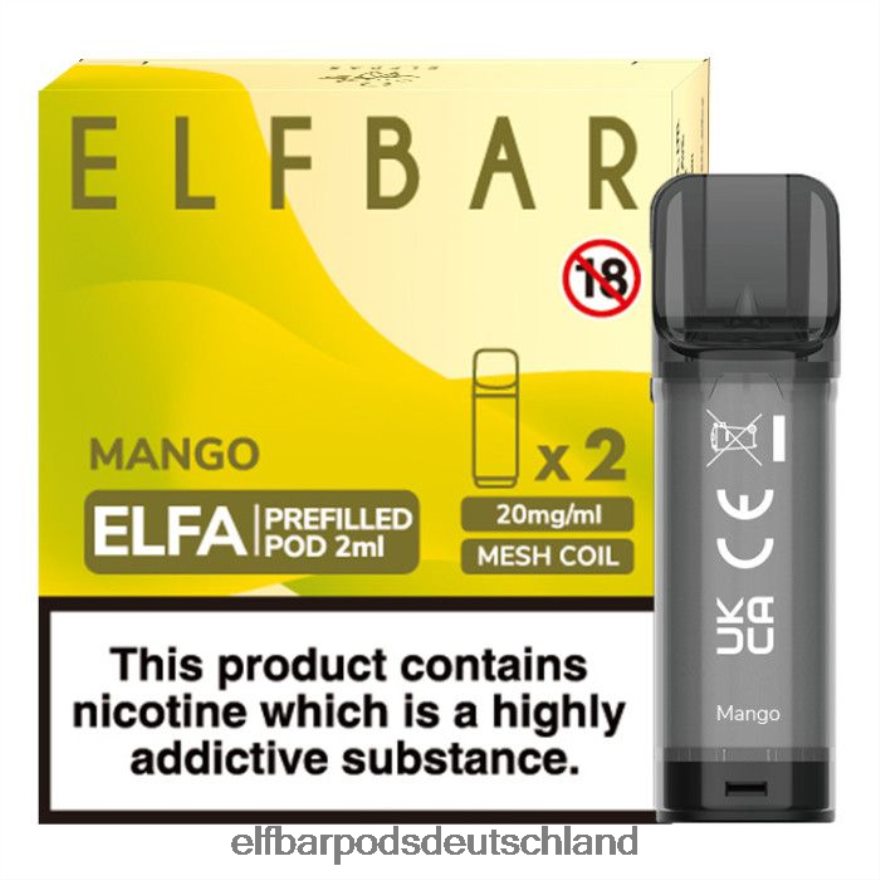 Elf Bar Ohne Nikotin Menthol - ELFBAR Elfa vorgefüllte Kapsel – 2 ml – 20 mg (2 Packungen) 4Z0XHD118 Mango