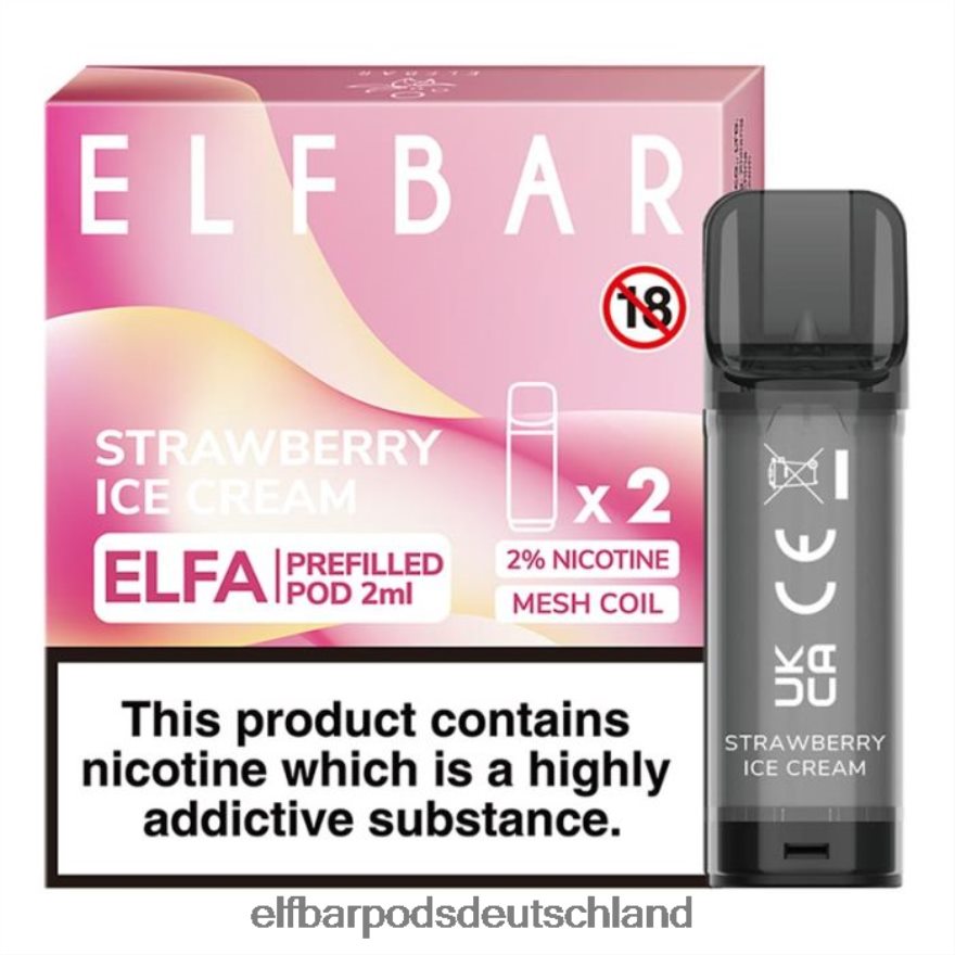 Elf Bar Ohne Nikotin Pods - ELFBAR Elfa vorgefüllte Kapsel – 2 ml – 20 mg (2 Packungen) 4Z0XHD115 Erdbeereis