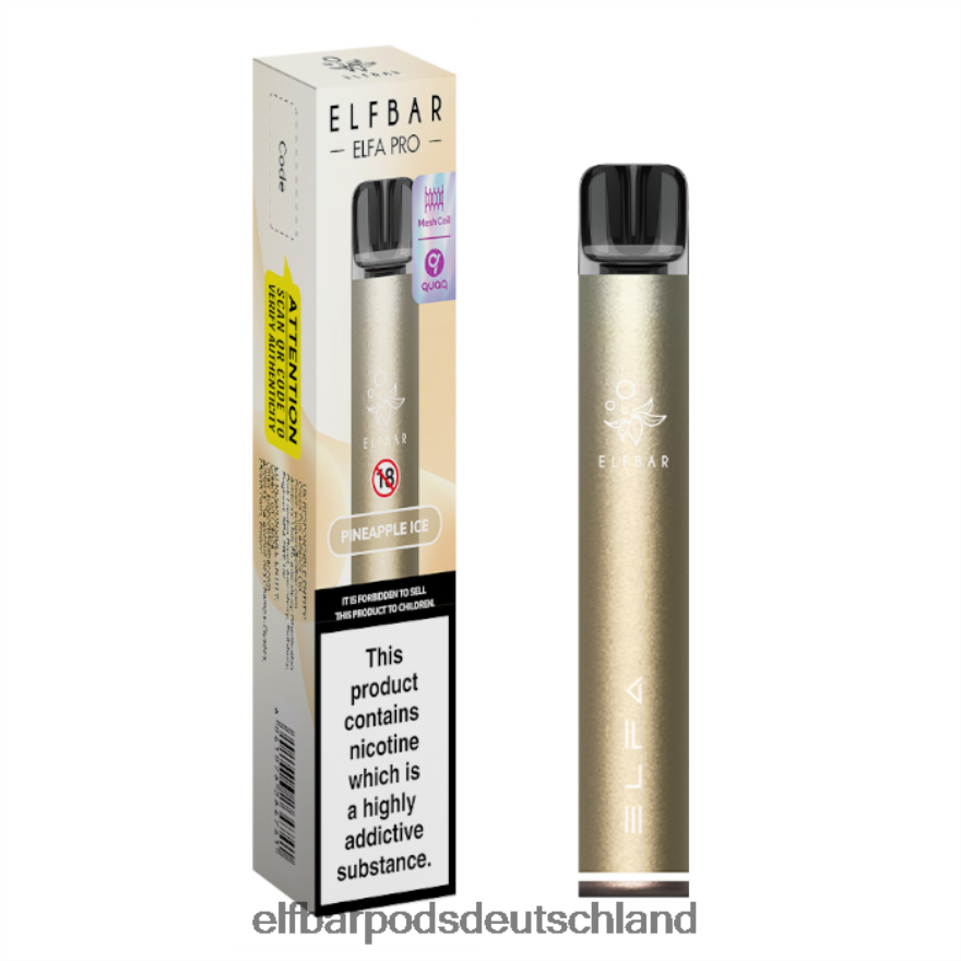 Elf Bar Ohne Nikotin Sorten - ELFBAR Elfa Pro Pod Kit – wiederaufladbar 4Z0XHD75 dunkles Gold + vorgefüllte Ananaseis-Schote