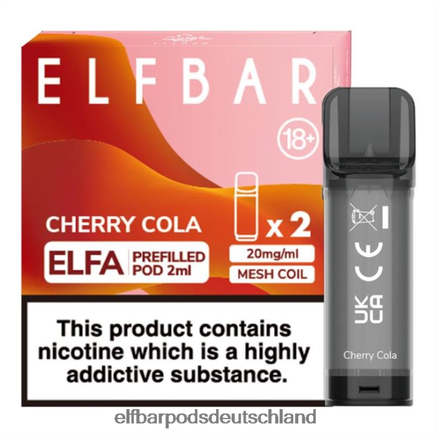 Elf Bar Pods Blueberry - ELFBAR Elfa vorgefüllte Kapsel – 2 ml – 20 mg (2 Packungen) 4Z0XHD113 Kirschcola