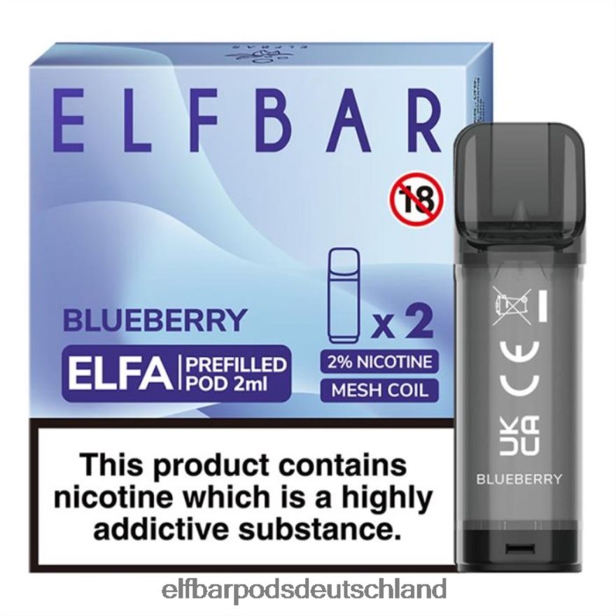 Elf Bar Pods - ELFBAR Elfa vorgefüllte Kapsel – 2 ml – 20 mg (2 Packungen) 4Z0XHD106 Blaubeere