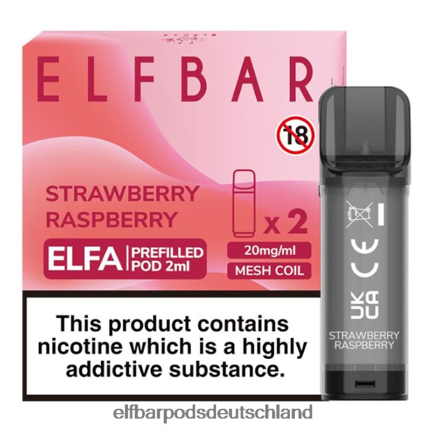 Elf Bar Pods Geschmäcker - ELFBAR Elfa vorgefüllte Kapsel – 2 ml – 20 mg (2 Packungen) 4Z0XHD112 Erdbeer-Himbeere