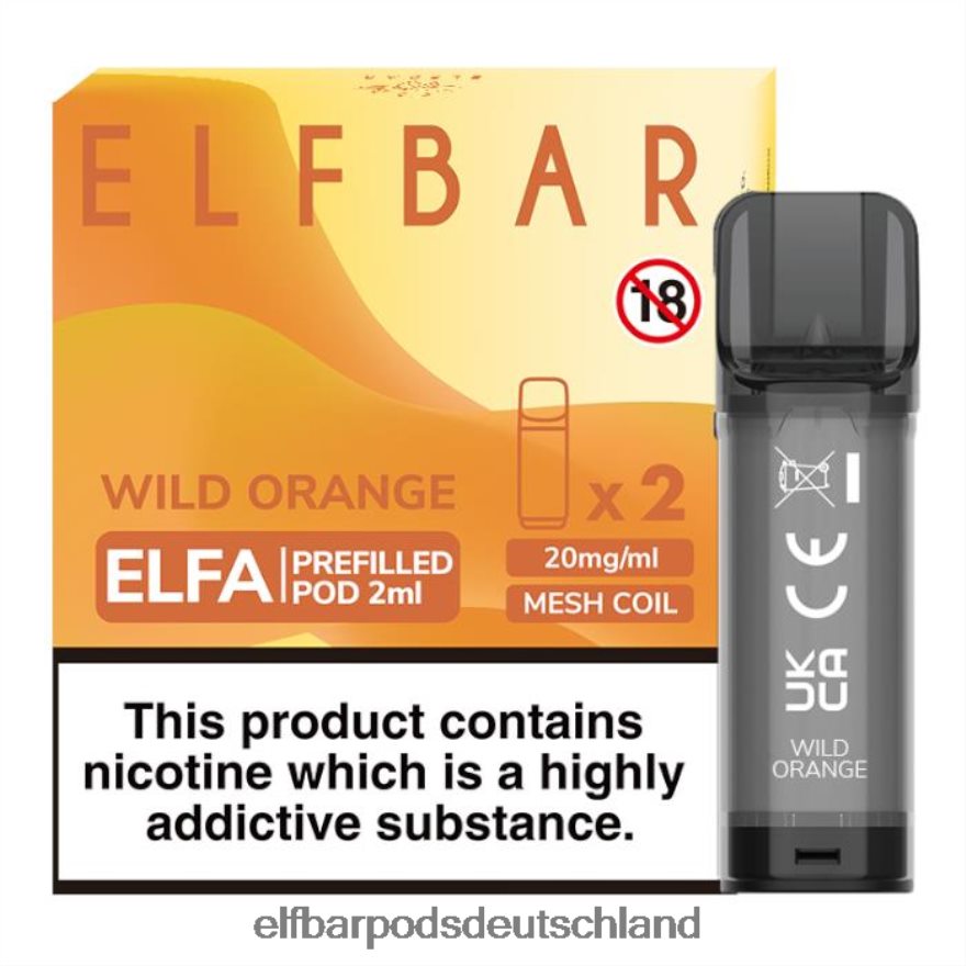 Elf Bar Pods Geschmäcker - ELFBAR Elfa vorgefüllte Kapsel – 2 ml – 20 mg (2 Packungen) 4Z0XHD133 wilde Orange