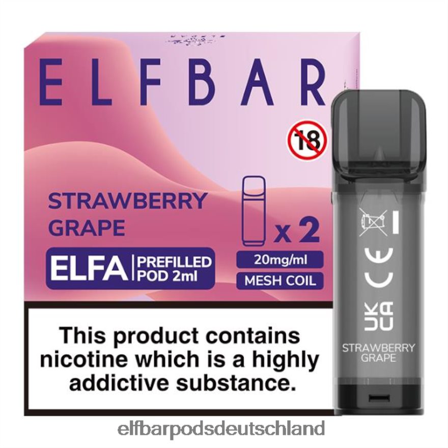 Elf Bar Pods Kaufen - ELFBAR Elfa vorgefüllte Kapsel – 2 ml – 20 mg (2 Packungen) 4Z0XHD130 Erdbeertraube