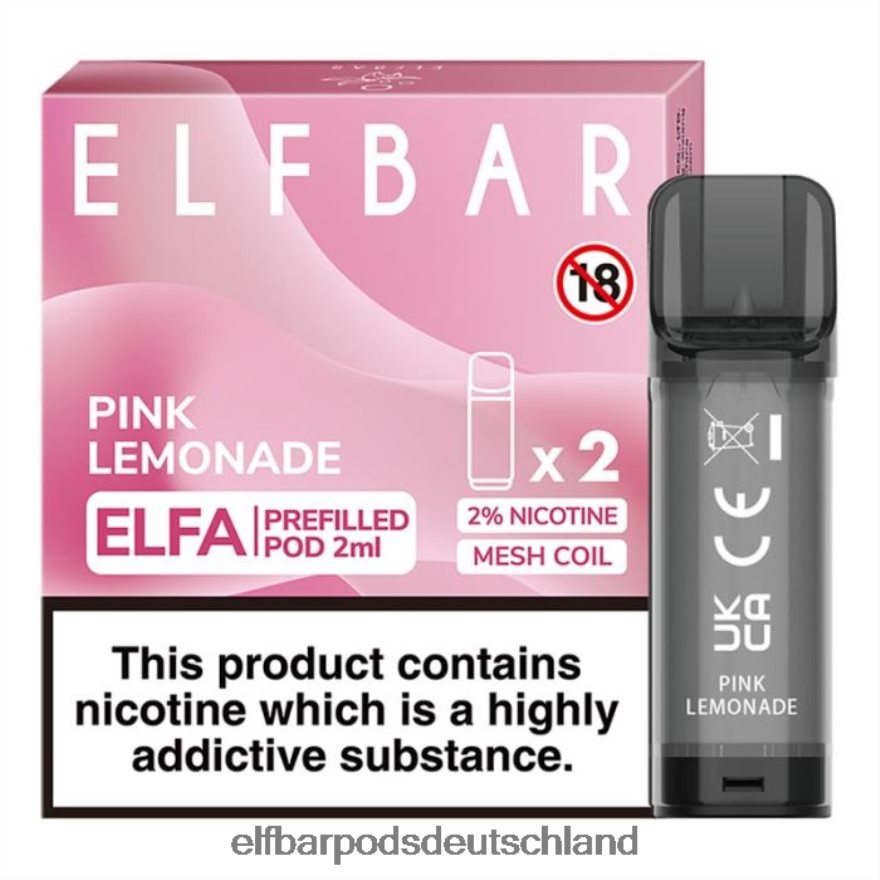 Elf Bar Pods Zum Nachfüllen - ELFBAR Elfa vorgefüllte Kapsel – 2 ml – 20 mg (2 Packungen) 4Z0XHD111 pinke Limonade