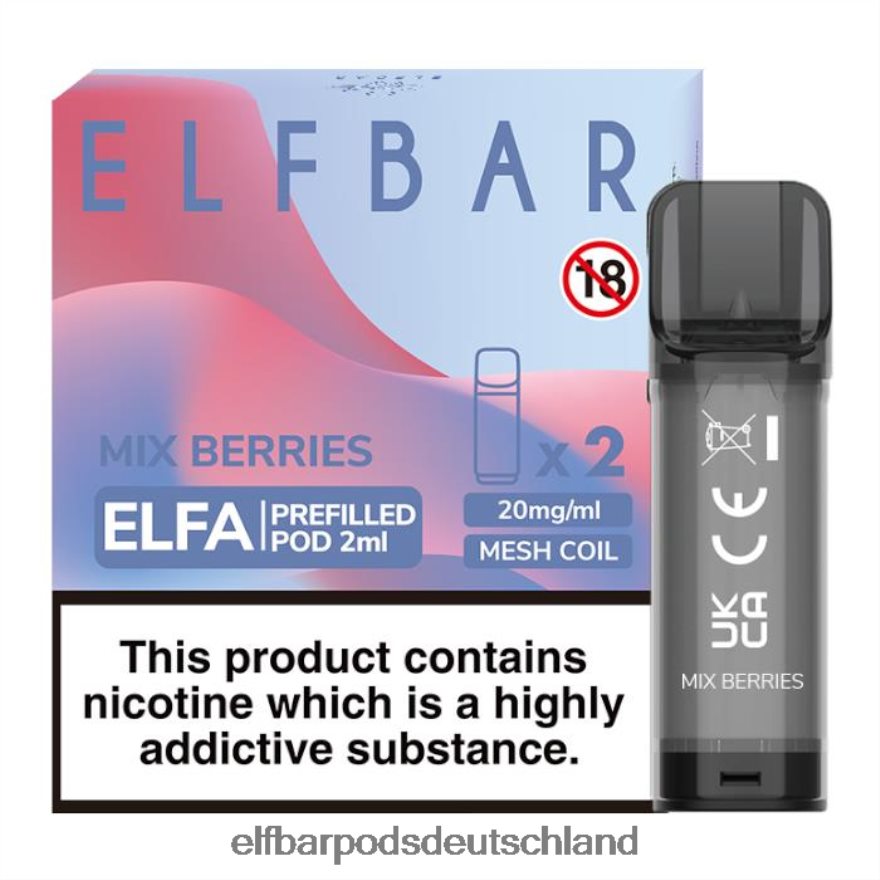 Elf Bar Pods Zum Nachfüllen - ELFBAR Elfa vorgefüllte Kapsel – 2 ml – 20 mg (2 Packungen) 4Z0XHD132 Beeren mischen